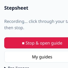 Stepsheet popup while recording